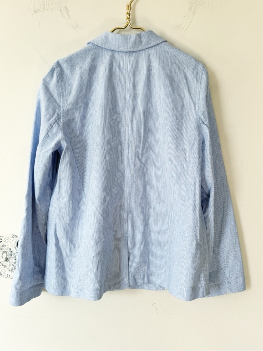 J. Crew Blue Striped Cotton Linen Blend Relaxed Stretch One Button Blazer 14 - Picture 8 of 10